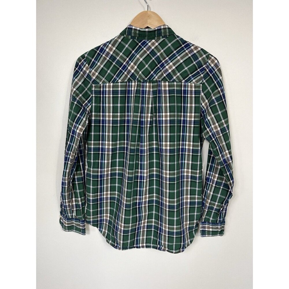 J Crew Shirt Womens Size 8 Blue Green Plaid Button Down Cotton Preppy Classic - Picture 6 of 9